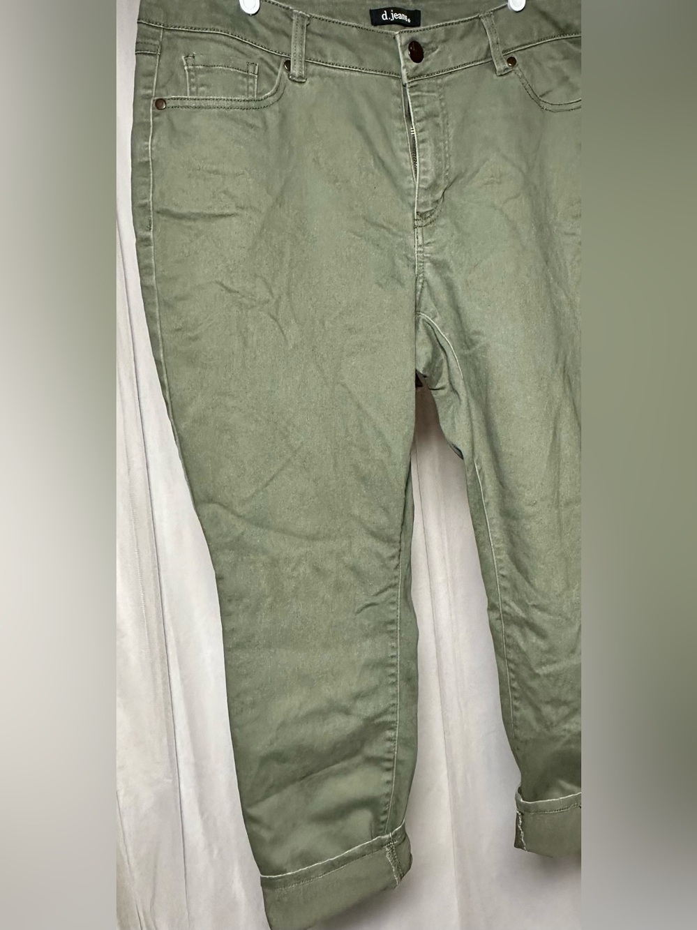 d.jeans Sage Green Denim Crop Skinny Pants Size 14W Plus Size Olive